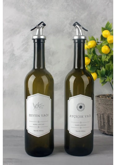 2'li Amber Cam Yağlık 750 Ml Zeytinyağı Ayçiçek Yağı Şiş...