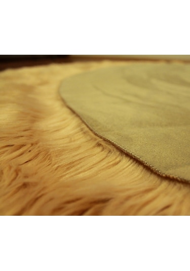 Tappeto Akrilik Kuzu Kürkü Yuvarlak Halı Camel
