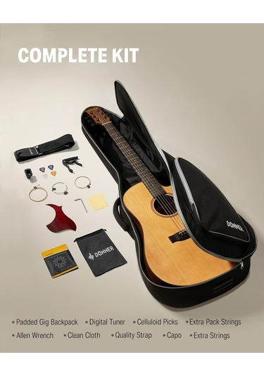 Donner Dag-1c Cutaway Akustik Gitar Seti Natural