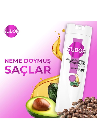 Elidor Avokado ve Castor Oil Nemlendirici Etki Şampuan 3 x 400 ML