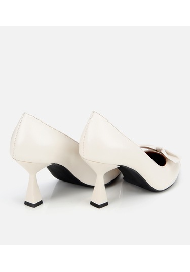Hotiç Kadın Deri Ekru Fiyonk Detaylı İnce Topuklu Stiletto 01ayh315460a400 01ayh315460a400 Ekru