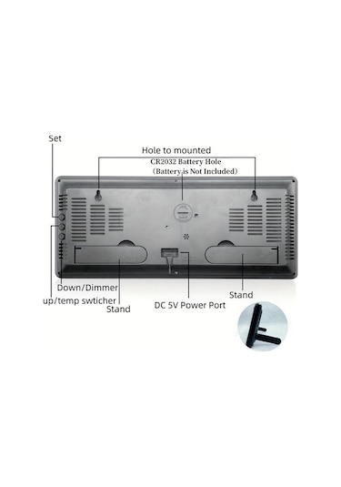 Didadodo Beyaz 14,3 Dijital Duvar Saati Sıcaklık+nem Göstergesi, Gece Modu, 3 Ekran Modu, 12/24h Beyaz - Siyah