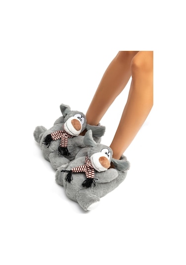 Twigy Yeye EE0547 Kadın Hayvanlı Panduf Gri 36/41 Gri