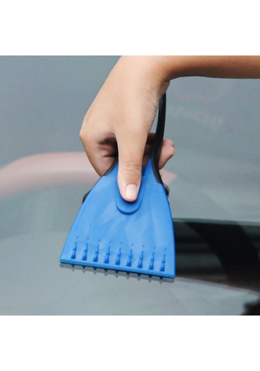 Sones Mini Araba Kar Küreği Çok Fonksiyonlu Silikon Kaymaz Sap Buz Çözme Aracı Mavi