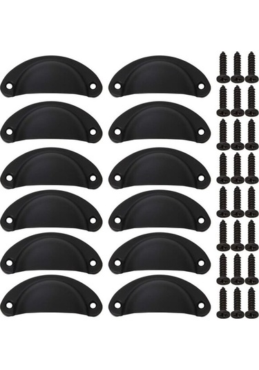 24 Adet Kabuk Dolap Düğmeleri, Vidalı Siyah Dolap Kulpu, Eski Demir Dolap Çekmece Kulpu, Mutfak Çekmecesi, Kapı