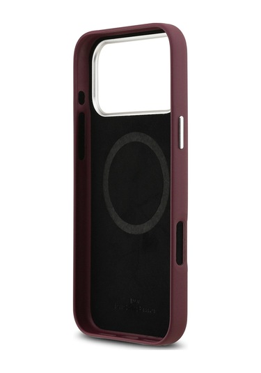 İphone 17 Pro Max Uyumlu Kılıf Bmw Lisanslı M-safeli Metal Logolu Tam Kaplama Deri Kapak Kırmızı Kirmizi