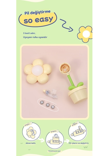 Yeni Mini Çiçek Göz Koruması Gece Lambası-pembe Açık Pembe