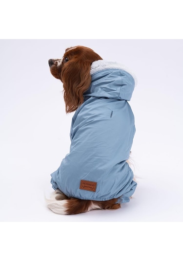 Pettrend Gri Kürklü Tulum Küçük Irk Köpek Yağmurluğu