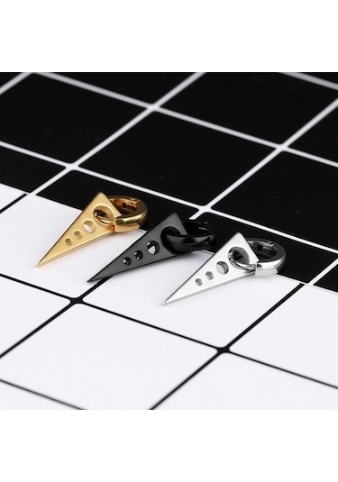 Gümüş Erkekler İçin İçi Boş Üçgen Paslanmaz Çelik Halka Küpe Gümüş