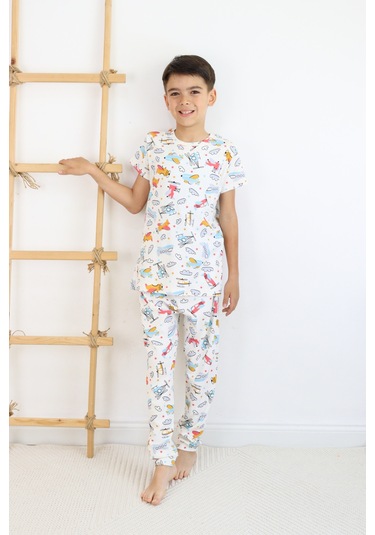 Harika Kids Erkek Çocuk Baskılı Pamuklu Penye Kumaş Pijama Takımı 001