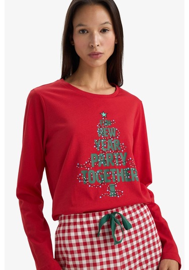 Defacto Yılbaşı Temalı Regular Fit Uzun Kollu Üst Uzun Alt-fall İn Love G0232ax25wnrd256 Kırmızı-rd256