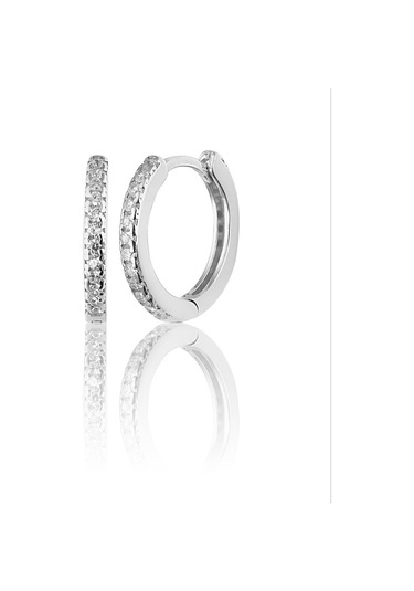 Zanaatsilver 925 Ayar Gümüş Rodyum Kaplama Halka Küpe 14  MM