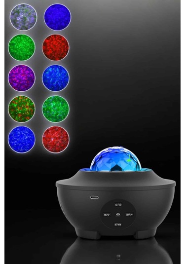 Projektör Yıldız Gece Lambası Disko Topu Bluetooth Bağlantılı Taşınabilir Şarjlı