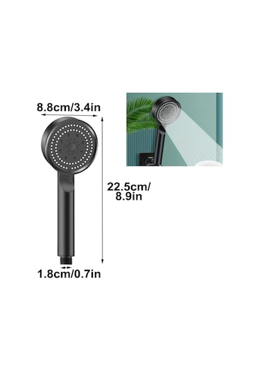 Büro Ev Ofis Yazlık Banyosu İçin 5mod Siyah Yüksek Basınçlı Ayarlanır Duş Başlığı Diğer