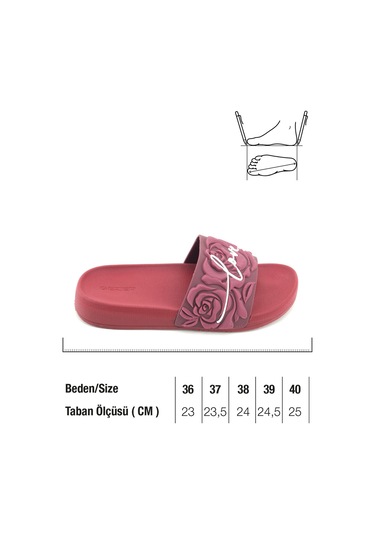 Gezer Kadın Yazlık Rahat Taban Ev Bahçe Günlük Terlik - Bordo