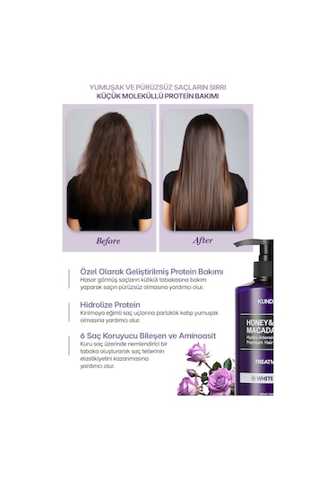 Yoğun Nemlendirici Ve Besleyici Saç Kremi Kundal Honey & Macadamia Protein Treatment English Rose