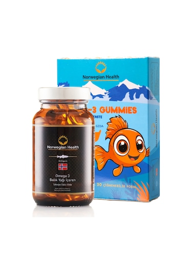 Norwegian Health Omega 3 60 Kapsül + Kids Omega-3 Gummies 30 Çiğnenenbilir Jel Form