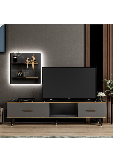 Aren Işıklı Tv Ünitesi Antrasit - Antrasit Antrasit
