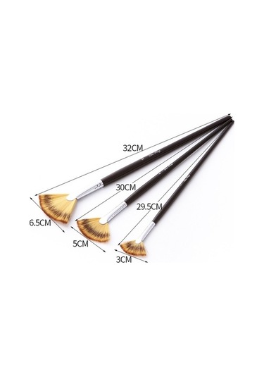 Willowhaven 3 Adet Balık Kuyruğu Guaj Fırçası Siyah, Naylon Yün, 38,5x10,5 Cm, Ahşap, Akrilik, Yağlı Boya İçin