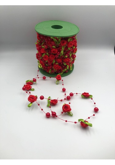 Kırmızı Güllü Misinalı 3 Metre