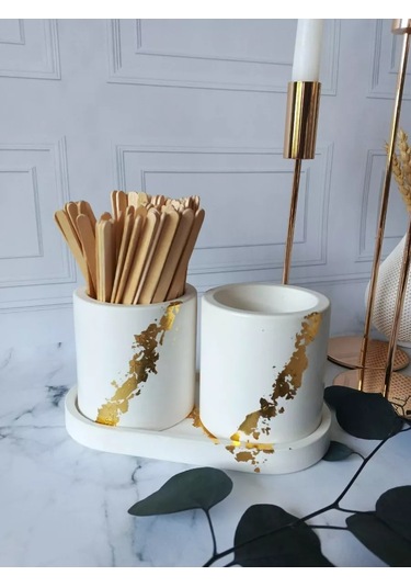 Cre Art Alçı Dekoratif Organizatör Külot Mendil Seti 236592463 Altın Rengi