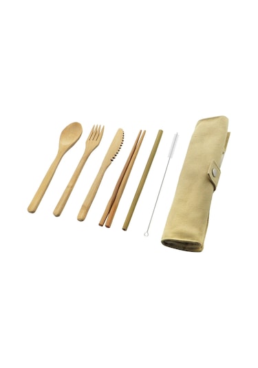 Bej 7 Adet Takım Elbise Taşınabilir Çatal Seyahat Çevre Dostu Çatal Kaşık Seti Dahil Yeniden Dilim Çatal Bıçak Kaşık Tk. 56470381