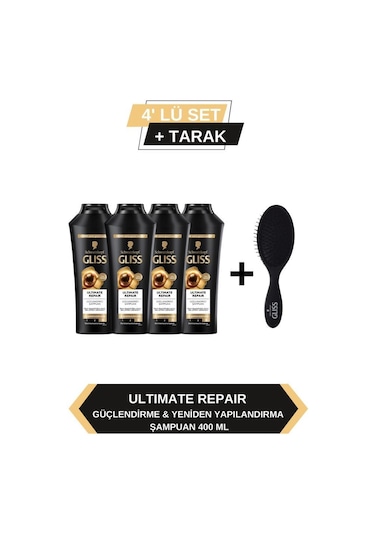 Gliss Ultimate Repair Şampuan 4 x 400 ML + Tarak