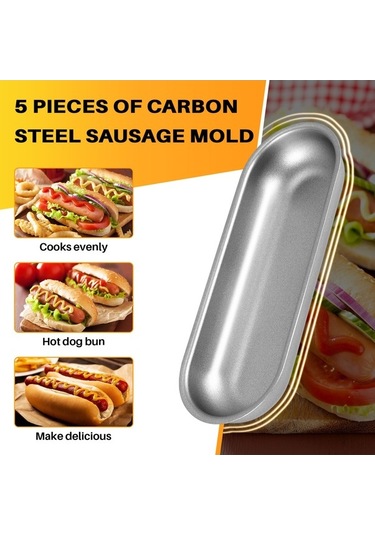 Ulzyvf Tava Sosis Karbon Kalıpları Gümüş Ev Ekmek Çelik Alet Seti 5 Adet Gümüş