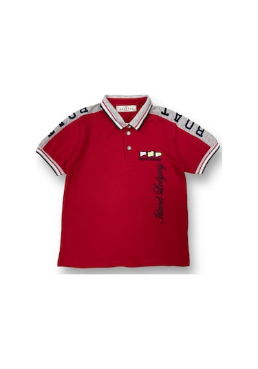 Polo Yaka Lakost Çocuk Tişört Mnk0505 Kırmızı
