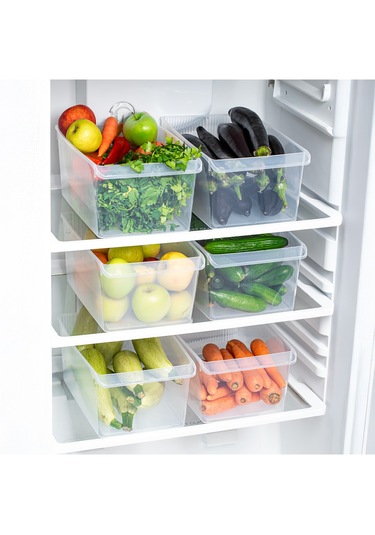 Porsima 3185 2li 8 Litre Dolap İçi Ve Buzdolabı İçi Düzenleyici Banyo Mutfak Organizeri 20x32x7 Cm Şeffaf