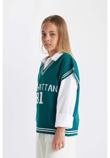 DeFacto Kız Çocuk V Yaka Okul Triko Süveteri A2893A824AUGN1116 Yeşil DeFacto Kız Çocuk V Yaka Okul Triko Süveteri A2893A824AUGN1116 Yeşil