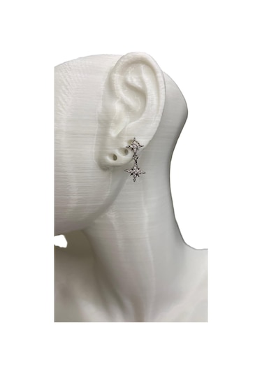 Kutup Yıldızı Tragus Pearsıng Çelik Kıkırdak Küpe 1 Adet Gümüş