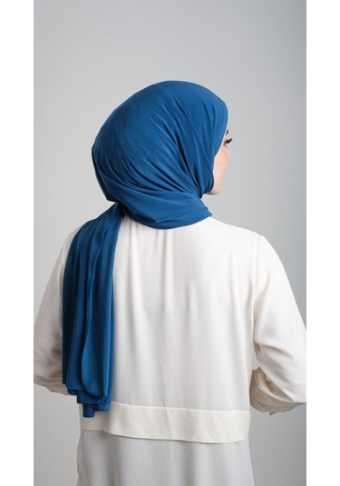 Petrol Mavisi Pratik Hazır Geçmeli Eşarp Sandy Kumaş Sade 1817_17 Çok Renkli