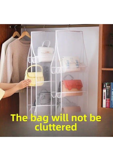 Siyah 3 Katmanlı 6 Izgaralı Saklama Çantası, Çift Taraflı Asılı Altı Katmanlı Toz Geçirmez Siyah