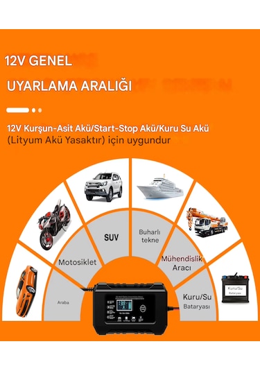 Rj-c1 12v 6a Göstergeli Asitli Kurşun Aküler Için Desülfatör Akü Şarj Cihazı Takviye Değildir