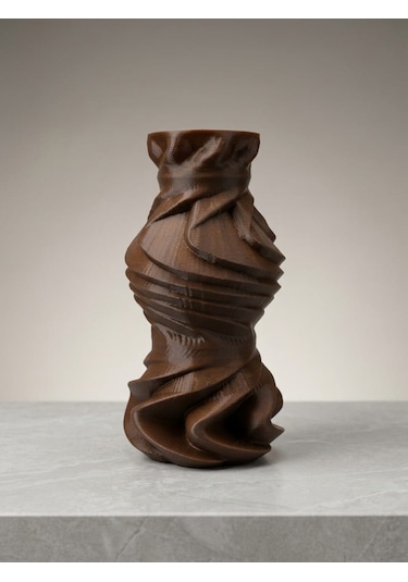 3d Spiral Vazo Özel Tasarım Eskitme - Kahverengi