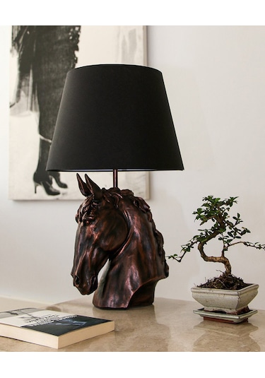 Qdec Modern Dizayn At Abajur Bakır Siyah Diğer