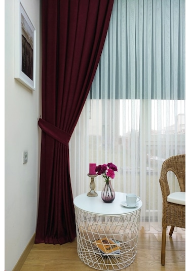 Evdepo Home Deniz Soft Pileli Fon Perde Bordo (446544119) Bordo