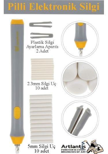 Elektronik Silgi Pilli 1 Paket Otomatik Taşınabilir Kalem Silgi Karakalem Eskiz Çizim Grafit Elektrikli