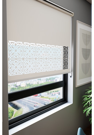 Perdea Lazer Kesim Mat Stor Perde, Lazer Kesimli Klasik Serisi, C-161001 Beyaz Renk