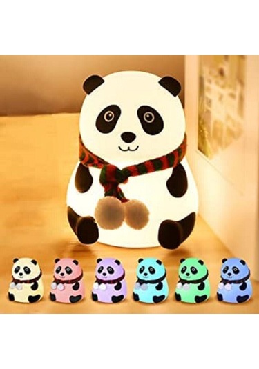 Panda Lamba, Panda Dokunmatik Silikon Lamba, Çocuk Yatak Odası İçin 7 Renk Değiştiren Işık