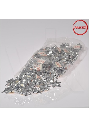 Paket Süsü Hediyelik 100'lü Paket Gümüş Renkli Yıldız Rafya