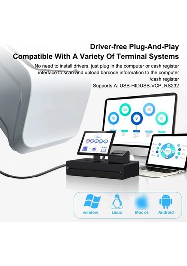 Springsun Masaüstü Barkod Ve Qr Kod Okuyucu - Otomatik Sensörlü Usb Tarayıcı Market/restoran