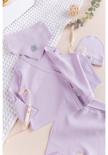 Kendinden Eldivenli Natural Bebek Hastane Çıkışı Bebek Takımı Çok Renkli