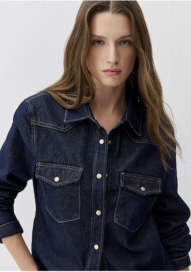 Mavi - Angela Classic Denim Rinse Jean Gömlek 1210819-90120 Lacivert