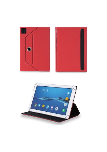 Insignia - Flex - 10.1" - 32gb - White/silver Standlı Üniversal Kapaklı Kırmızı Tablet Kılıfı