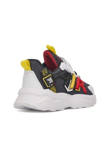 Günlük Unisex Çocuk Sneaker Lastik Bağcıklı Cırtlı Hafif Nefes Alabilen Spor Ayakkabı 080 Beyaz - Siyah - Füme - 2