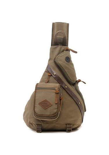 Wondernest Augur 8171 Multifunctional Canvas Chest Bag, Omuz Messenger Crossbody Bag, Ergonomic Design Altın