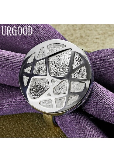 925 Ayar Gümüş Desenli Yuvarlak Yüzük Güzel Hediye Takı 10