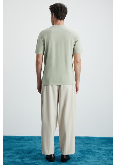 Cultıvated  Erkek 3'lü Kalın Dokulu Regular %100 Organik Pamuk Ind/ayeşil/agri T-shirt